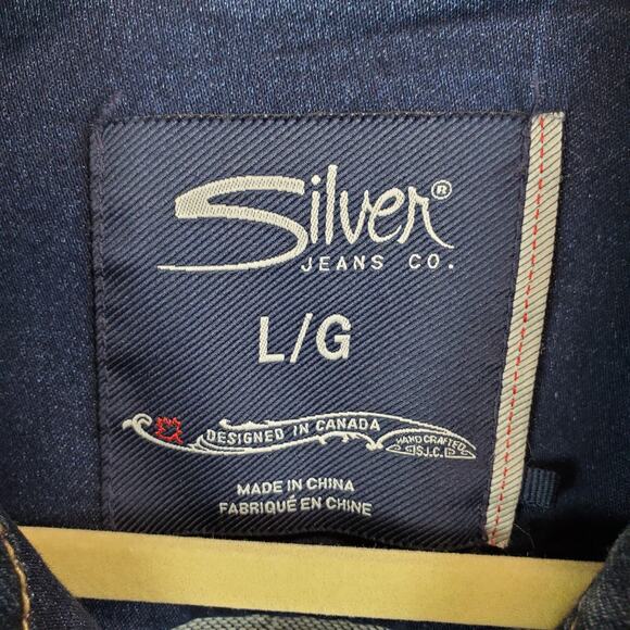 Silver jeans Co. Y2K Jean Jacket Blue Fade Button Pockets Denim Coat Size Large - Picture 4 of 11